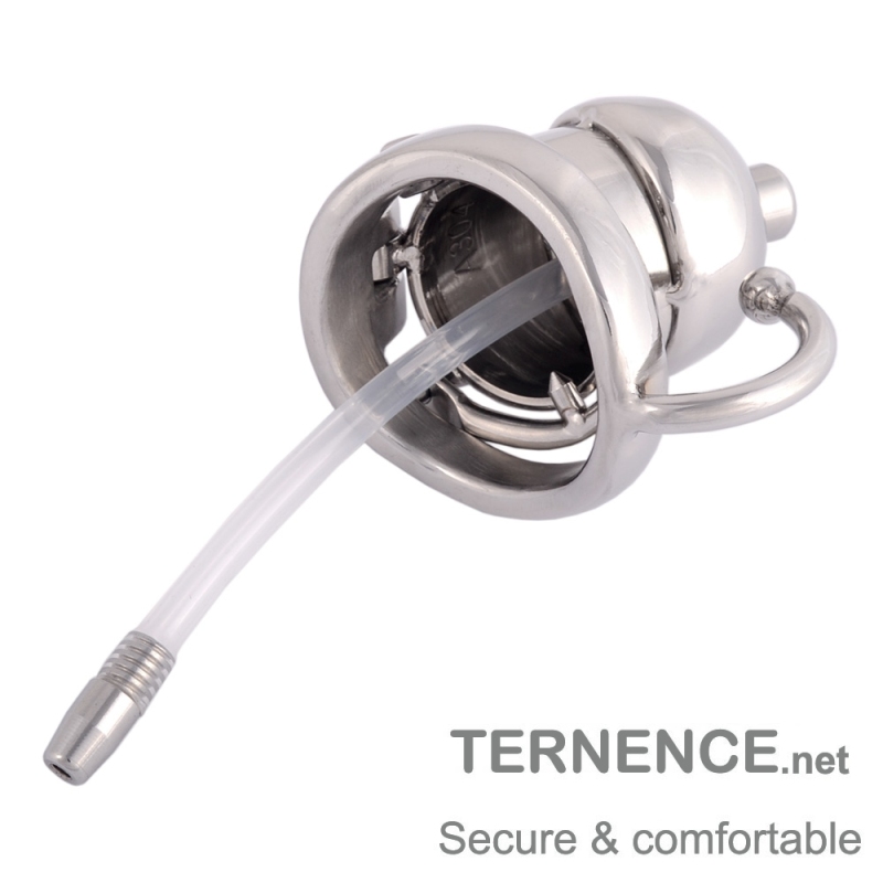 TERNENCE Male Chastity Cage Device Restraint Men Bondage Fetish with Catheter and Anti-Off Ring