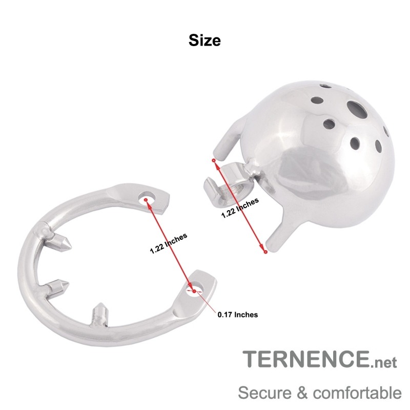 TERNENCE Men's Virginity Lock Belt Male Chastity Cock Cage Anti-Off Ring (Cage Two Dowel pins Distance: 31mm / 1.22 Inches)