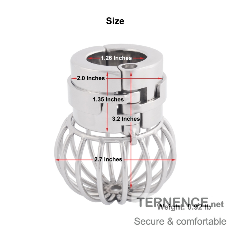 TERNENCE Male Chastity Device Stainless Steel Cage Cock Ring Ball Stretchers