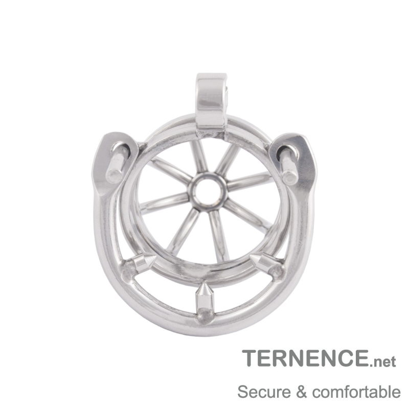 TERNENCE Men's Virginity Lock Belt Male Chastity Cock Cage Anti-Off Ring (Cage Two Dowel pins Distance: 35mm / 1.38 Inches)