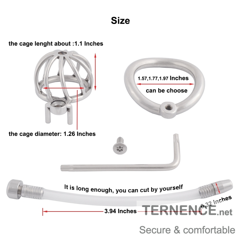TERNENCE Male Cock Cage Super Small Male Locked Cage Sex Toy with Urethral Tube