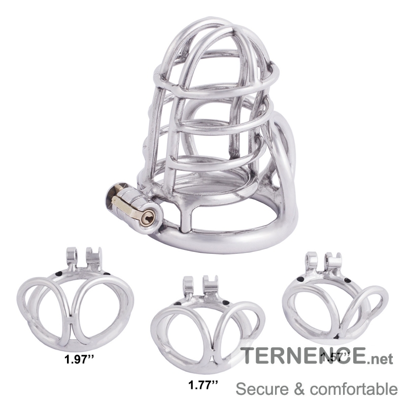 TERNENCE Male Chastity Cage Base Ring 304 Stainless Steel Cage Closed Ring with Scrotal Splitter