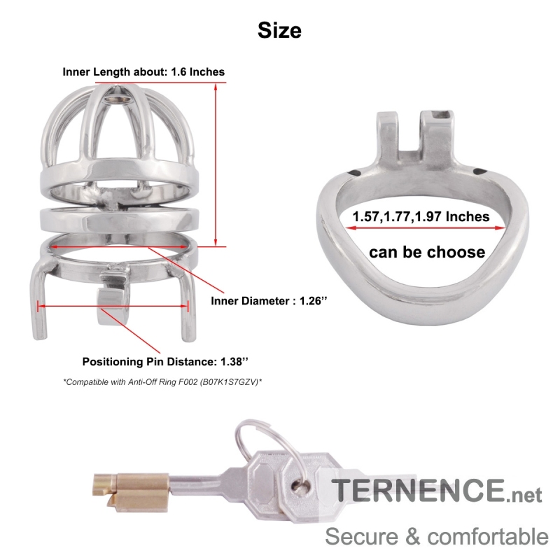 TERNENCE Stainless Steel Cock Cage Stealth Lock for Adults Solitary Extreme Confinement Cage