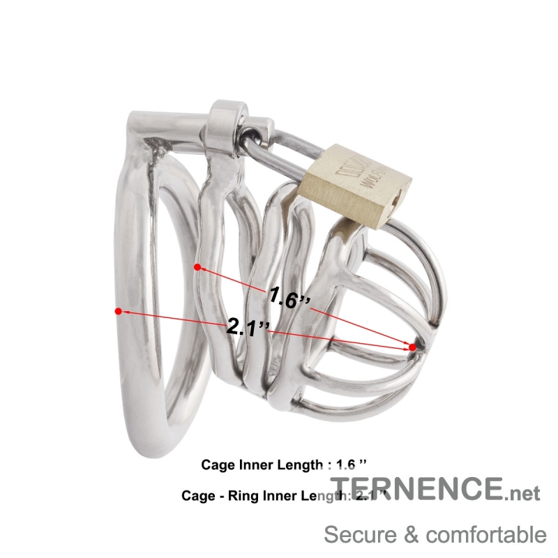 TERNENCE Male Chastity Device Hypoallergenic Stainless Steel Cock Cage Penis Ring Virginity Lock Chastity Belt with Padlock for Adult Game Sex Toy