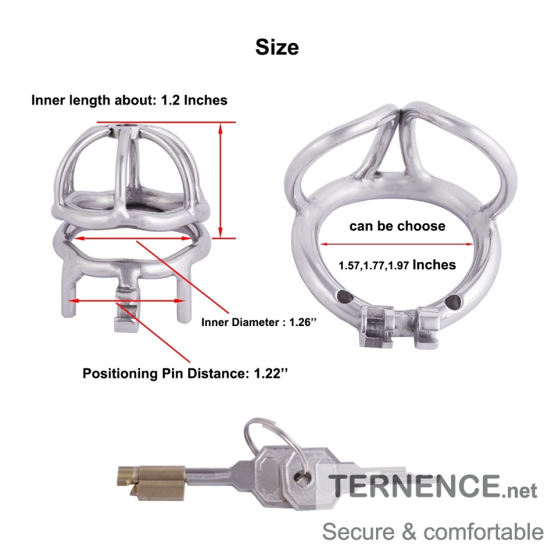 TERNENCE Male Chastity Cage Medical Grade 304 Stainless Steel Mens Cock Cage for Closed Ring (only cages do not include rings and locks)