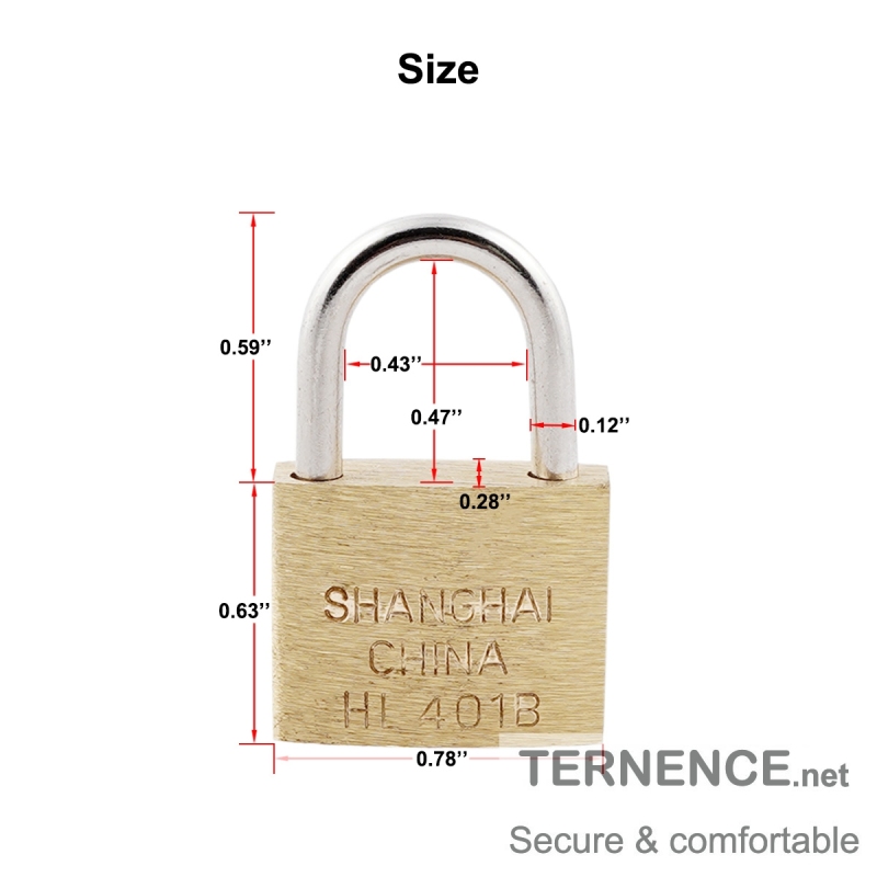 TERNENCE Small Metal Padlock Solid Brass for Male Chastity Device Cock Cage/Built-in Catheter with 3 Key