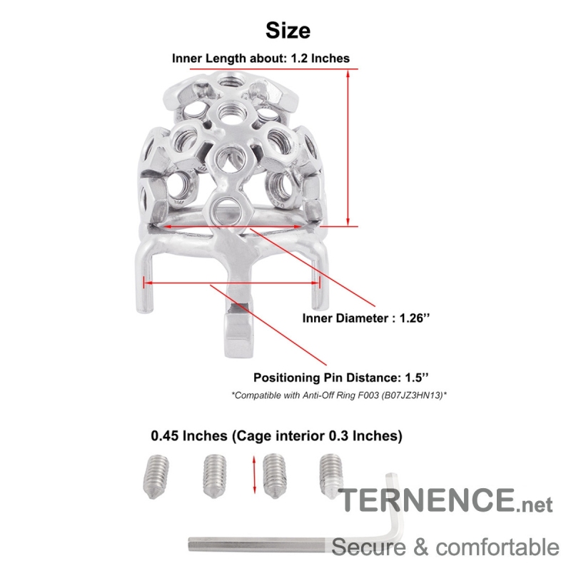 TERNENCE Ergonomic Design Stainless Steel Male Chastity Device Cock Cage for Hinged Ring (only cages do not include rings and locks)