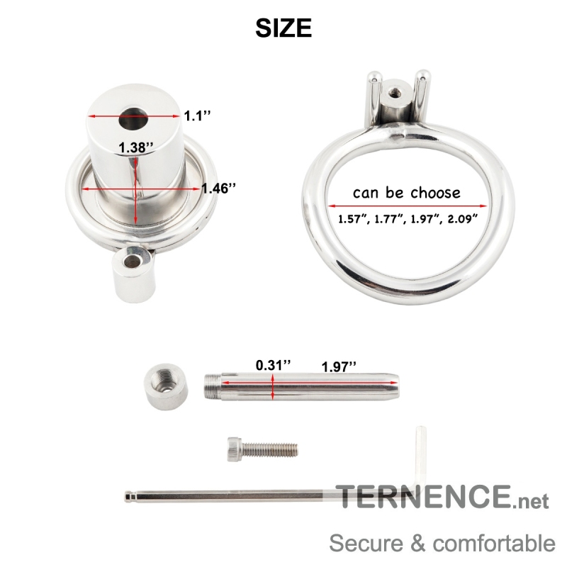Male Cock Cage Negative Flat Extreme Small Chastity Device with Stainless Steel Catheter