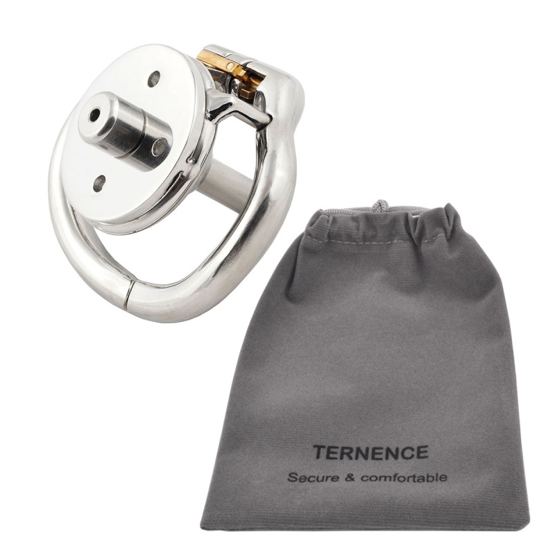 TERNENCE Flat Metal Male Chastity Cock Cage Steel Stainless Virginity Lock Belt with Negative Extreme Catheter Adult Game Sex Toy