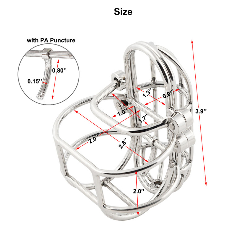 TERNENCE Large Detachable Male Chastity Device Steel Stainless Cock Cage with PA Puncture SM Penis Exercise Sex Toys