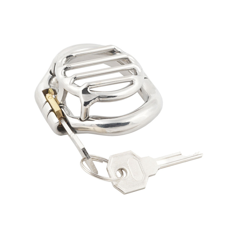 TERNENCE Male Flat Chastity Cock Cage Super Short Stealth Lock Chastity Belt for Hinged Ring (only cages do not include rings and locks)