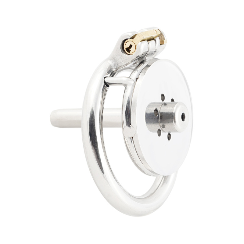 Male Super Short Chastity Device Cage Men's Penis Lock with Stainless Steel Catheter (Not include rings and locks)