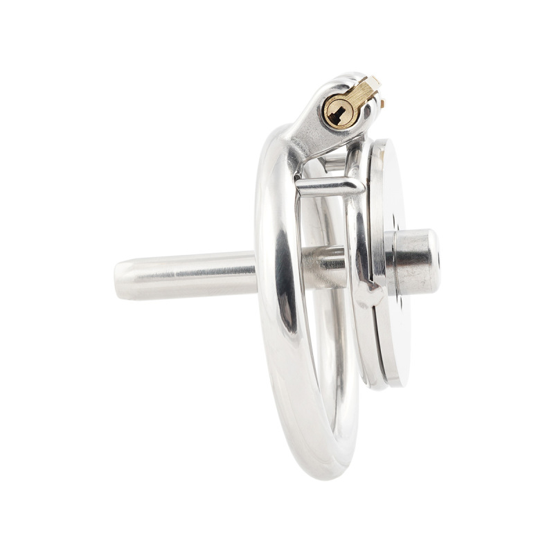 Male Super Short Chastity Device Cage Men's Penis Lock with Stainless Steel Catheter (Not include rings and locks)