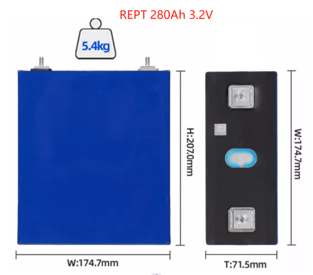 REPT 3.2V 280Ah lifepo4 prismatic battery rechargeable 280ah battery for home energy storage
