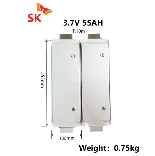 SK Innovation 3.7V 55Ah Lithium Polymer Battery 3C Rechargeable Prismatic Pouch Cell For Electric Vehicle