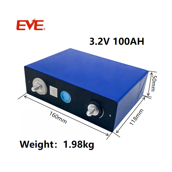 Grade A EVE 3.2V 100Ah prismatic lifepo4 cells rechargeable lithium ion battery for solar energy storage