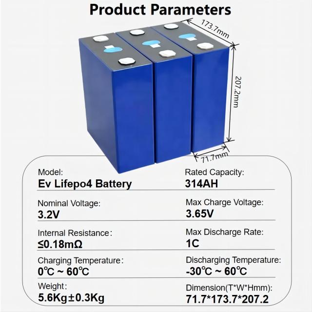 Eve MB31 3.2V 314Ah Rechargeable Prismatic Cell 10000 Cycles 306Ah 314Ah 330Ah 3.2V LiFePo4 Battery Cells Lithium Iron Phosphate Battery Lithium Ion Batteries for Home Energy Storage