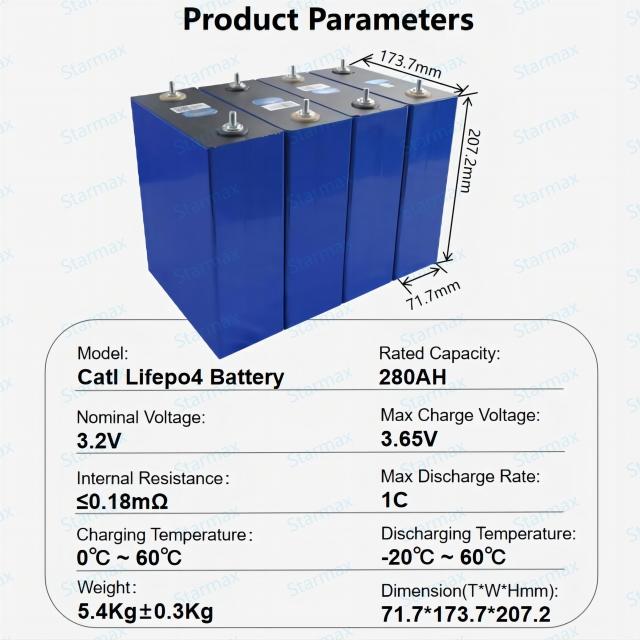 Starmax Catl 3.2V  280Ah 302Ah 314Ah 320Ah Lifepo4 Battery Prismatic Cells Lithium Ion Batteries Rechargeable Prismatic Cell Home Energy Storage Solar Battery