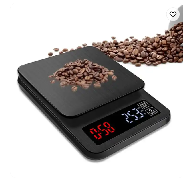 Stainless steel timing coffee scale 5kg/0.1g kitchen baking scale 10kg/1g medicinal food electronic scale