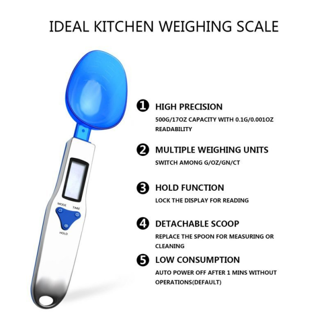 New three-spoon electronic scale 0.1g spoon scale kitchen scale electronic measuring spoon scale 500g supports ingredient weighing
