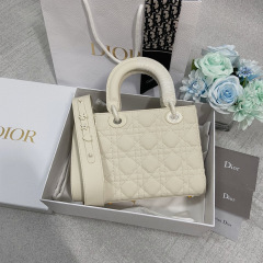 Small Size Lady Dior My ABCDior Frosted cowhide Handbag 20CM