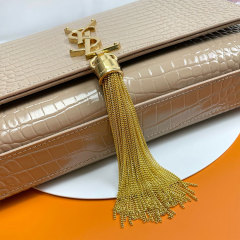 YSL KATE MEDIUM TASSEL IN CROCODILE-EMBOSSED LEATHER