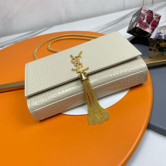 YSL KATE MEDIUM TASSEL IN CROCODILE-EMBOSSED LEATHER
