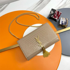 YSL KATE MEDIUM TASSEL IN CROCODILE-EMBOSSED LEATHER