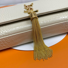 YSL KATE MEDIUM TASSEL IN CROCODILE-EMBOSSED LEATHER