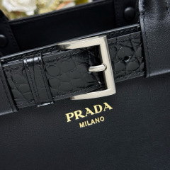 Prada Buckle small leather handbag with Crocodile belt