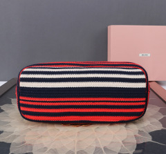 MIU MIU Raffia-effect Woven Tote Bag