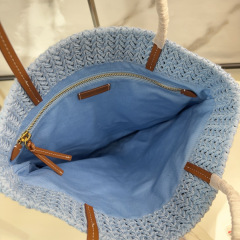 MIU MIU Raffia-effect Woven Tote Bag