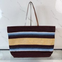 MIU MIU Raffia-effect Woven Tote Bag