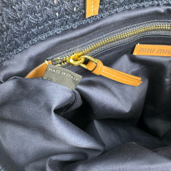 MIU MIU Raffia-effect Woven Tote Bag