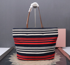 MIU MIU Raffia-effect Woven Tote Bag