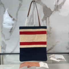 MIU MIU Raffia-effect Woven Tote Bag