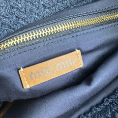 MIU MIU Raffia-effect Woven Tote Bag