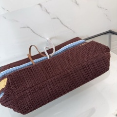 MIU MIU Raffia-effect Woven Tote Bag