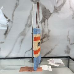 MIU MIU Raffia-effect Woven Tote Bag