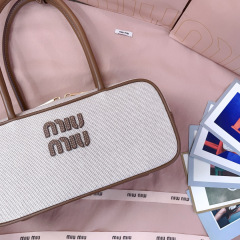 MIU MIU Beau Canvas and Leather bag
