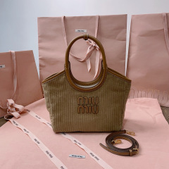 MIU MIU Ivy Canvas And Leather Tote Bag