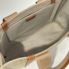 CHLOÉ LARGE WOODY TOTE BAG IN LINEN