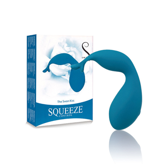 The Swan Kiss Squeeze Control Female Sex Toy Waterproof Rechargeable Included Luxury Travel Pouch