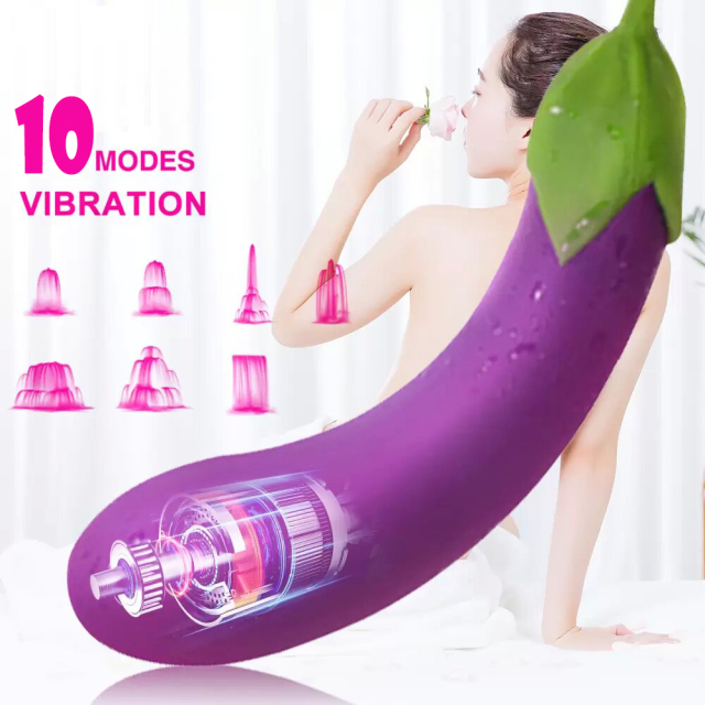 Vegetable Sex Toys Realistic Veggie Eggplant Shape Vibrator for Female Clitoris and G Spot Stimulation Masturbation USB Rechargeable Waterproof