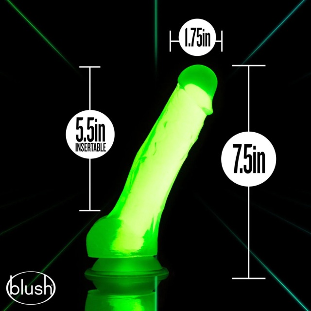 Neon Orange 7.5" Glow in The Dark Silicone Dildo Dual Density Cock with Suction Cup, Sex Toy for Women