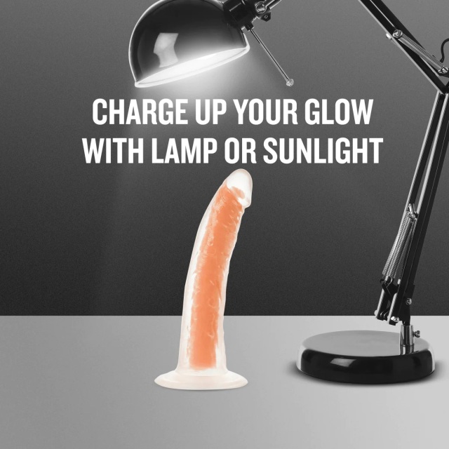 7.5" Glow in The Dark Silicone Dildo Dual Density Cock with Suction Cup, Sex Toy for Women Neon Orange