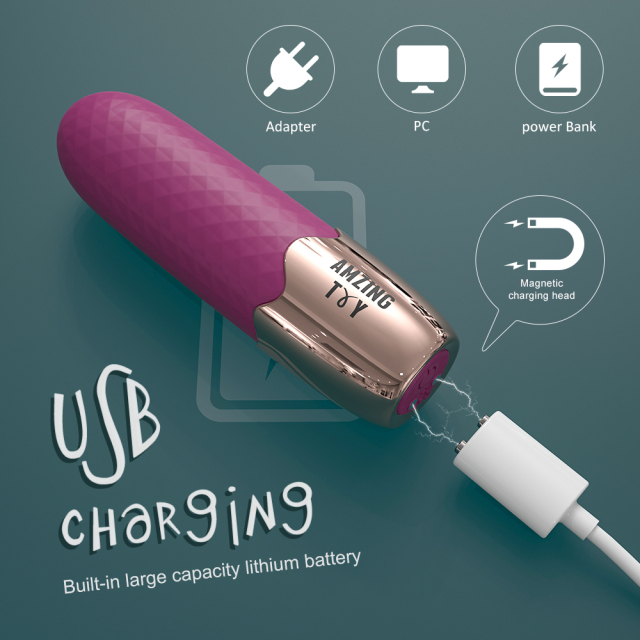 Claret Red Mini Bullet Lipstick Vibrator for Women Clitoris Stimulation with 9 Speed USB Charging Waterproof Silicone Material