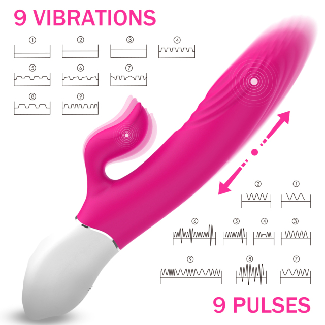 Thrusting Rabbit Vibrator Sex Toys with 9 Powerful Vibrations & 9 Pulses Thrusting Modes & Heating Function, Clitoris G-spot Stimulation Waterproof