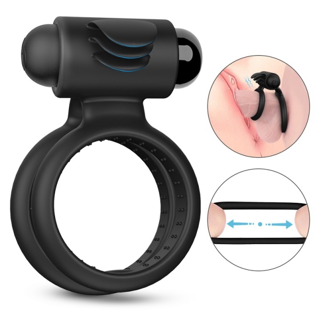S245 Ultra Soft Dual Penis Ring Bullet Vibrator for Men Delay Ejaculation to Stay Harder and Longer