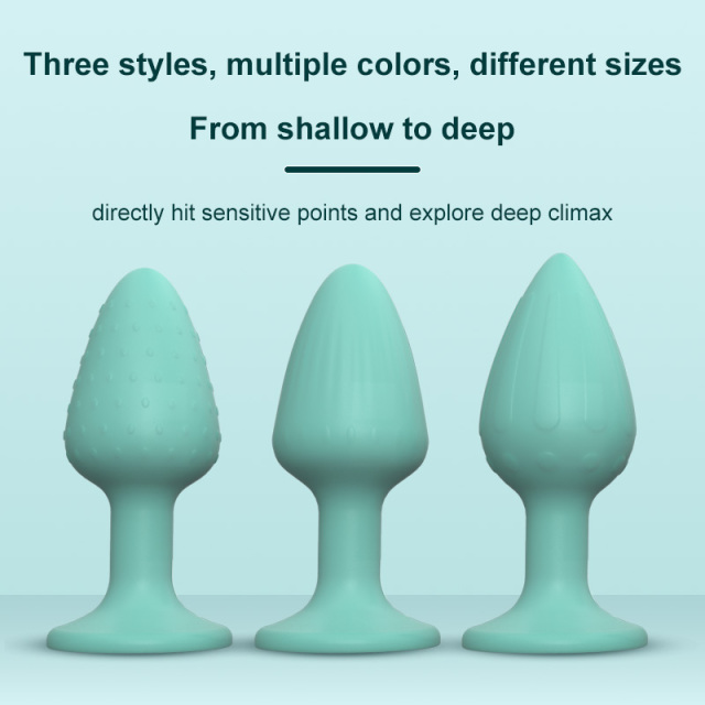 Glow In The Dark Butt Plug Set of 3 Sizes S M L with Stong Suction Base for Beginner, Intermediate Advanced Level Anal Stimulation